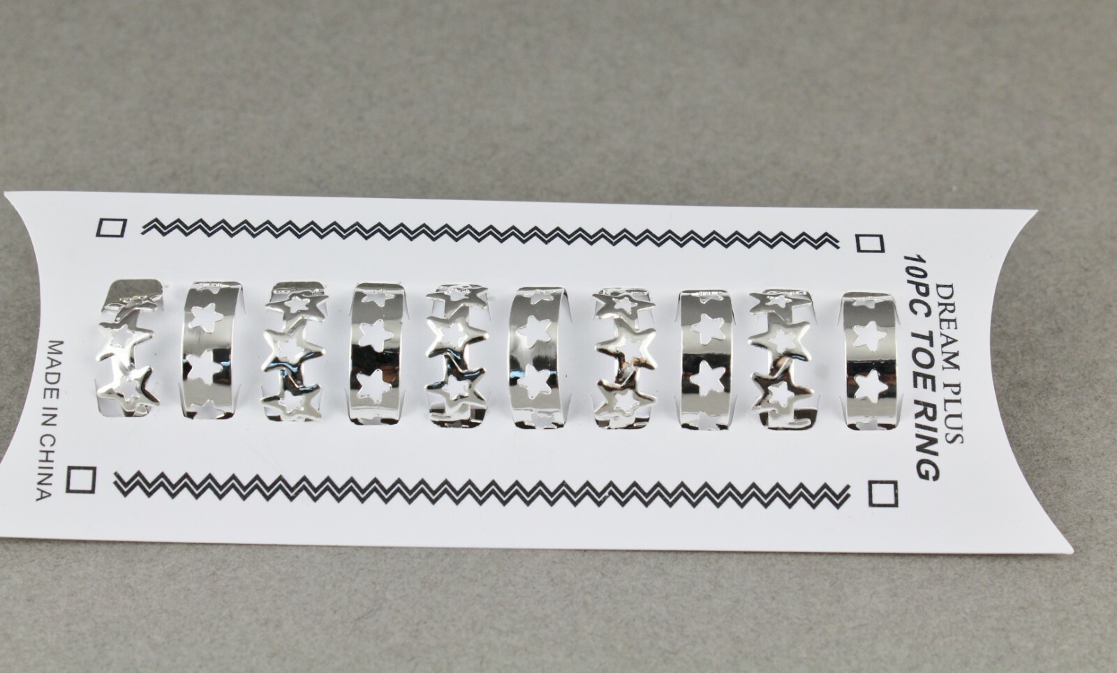 10 Silver toe rings cut out STARS toe rings open back adjustable set pack 10