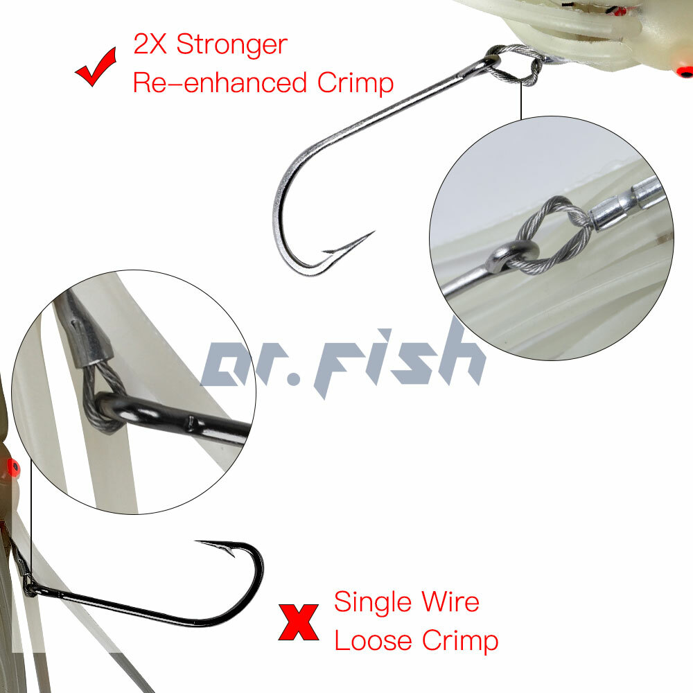 Dr.Fish Saltwater LED Fishing Lures Lighted Squid Baits Deep Drop Tuna Lead Rig