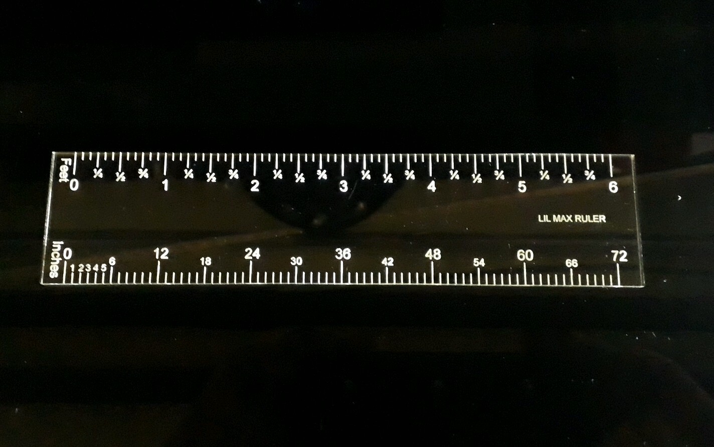 6in Hobbyist Architect Transparent Acrylic Ruler 1/8" Thick.  F to In