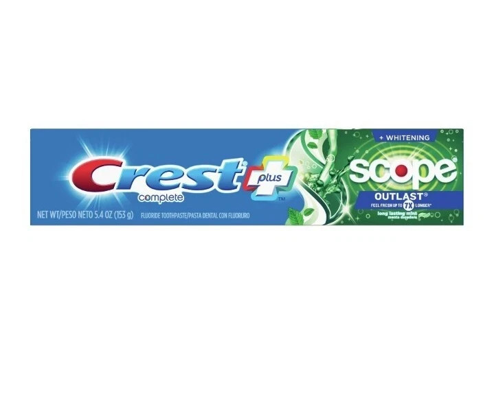 4× Crest Complete + Plus Scope Outlast Toothpaste Mint 5.4oz+Whitening EXP 01/28