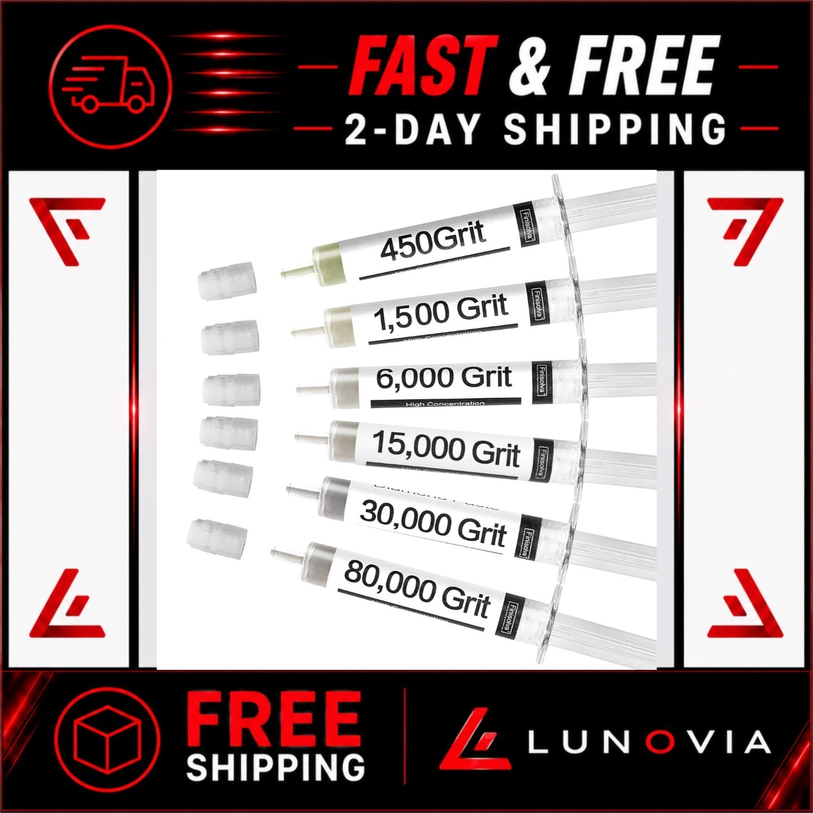 Diamond Paste Polishing Kit, 6 Pack, 450-80000 Grit for Glass & Metal