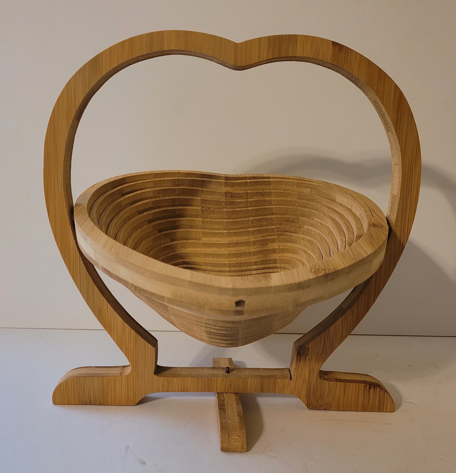 Oh! Nuts Bamboo Collapsible Heart Shape Fruit Basket