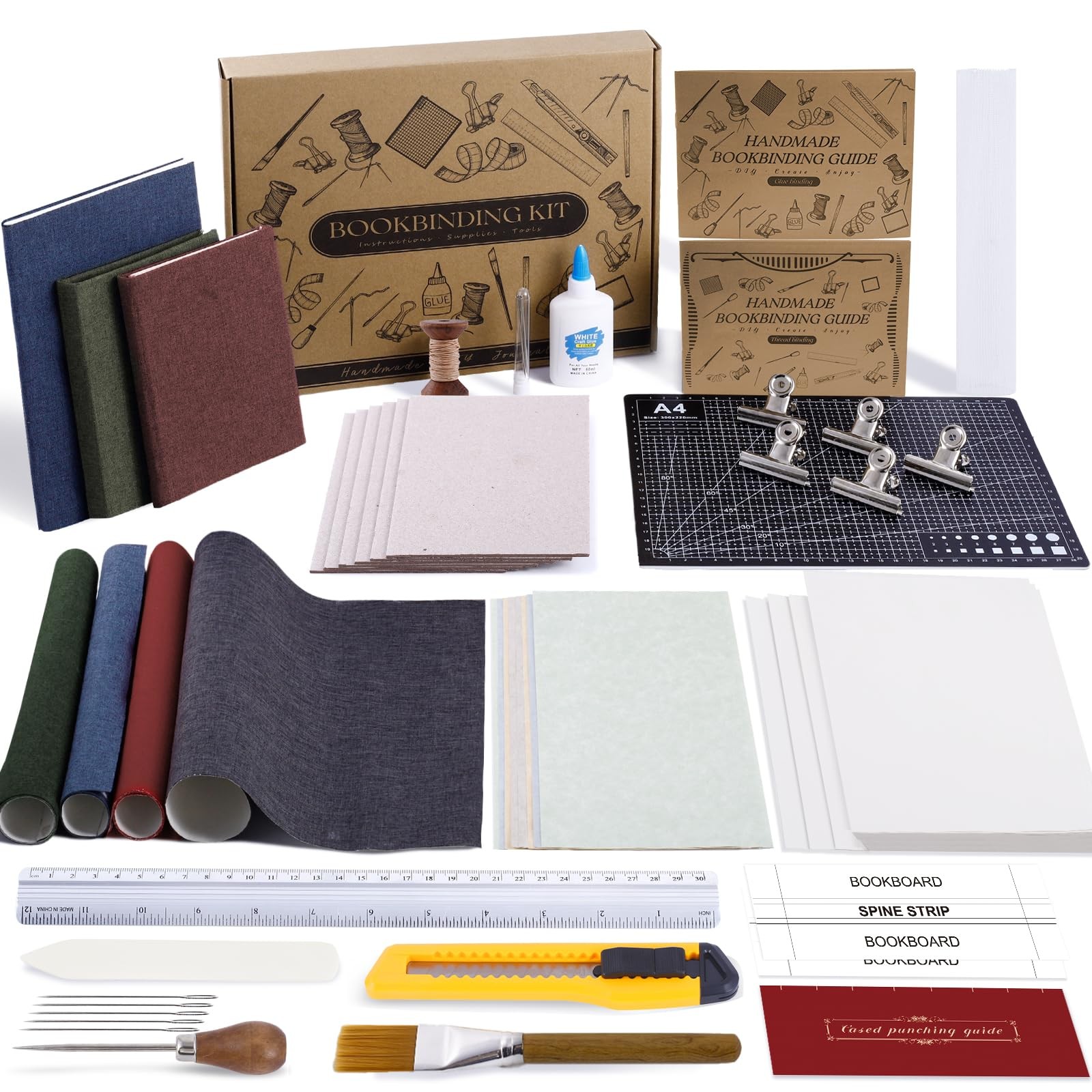 145Pcs Book Binding Kit Beginners A5 Paper Cloth Awl Tools Materials DIY Crafts