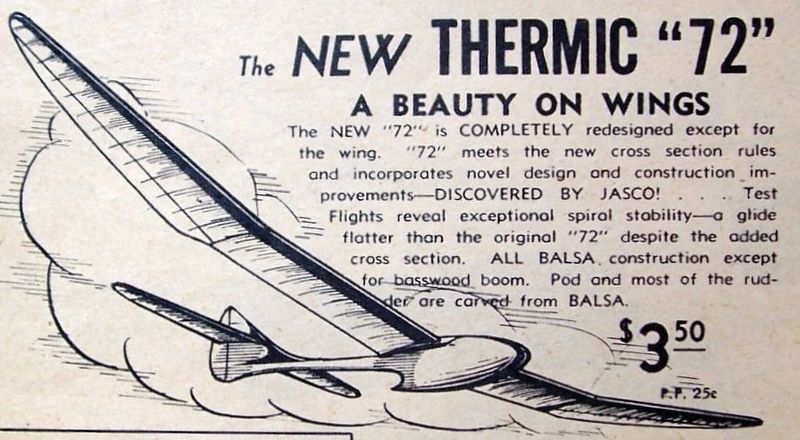 Two Jasco THERMIC 72 PLANS + PATTERNS for Early-RC 72" Glider Model Airplanes