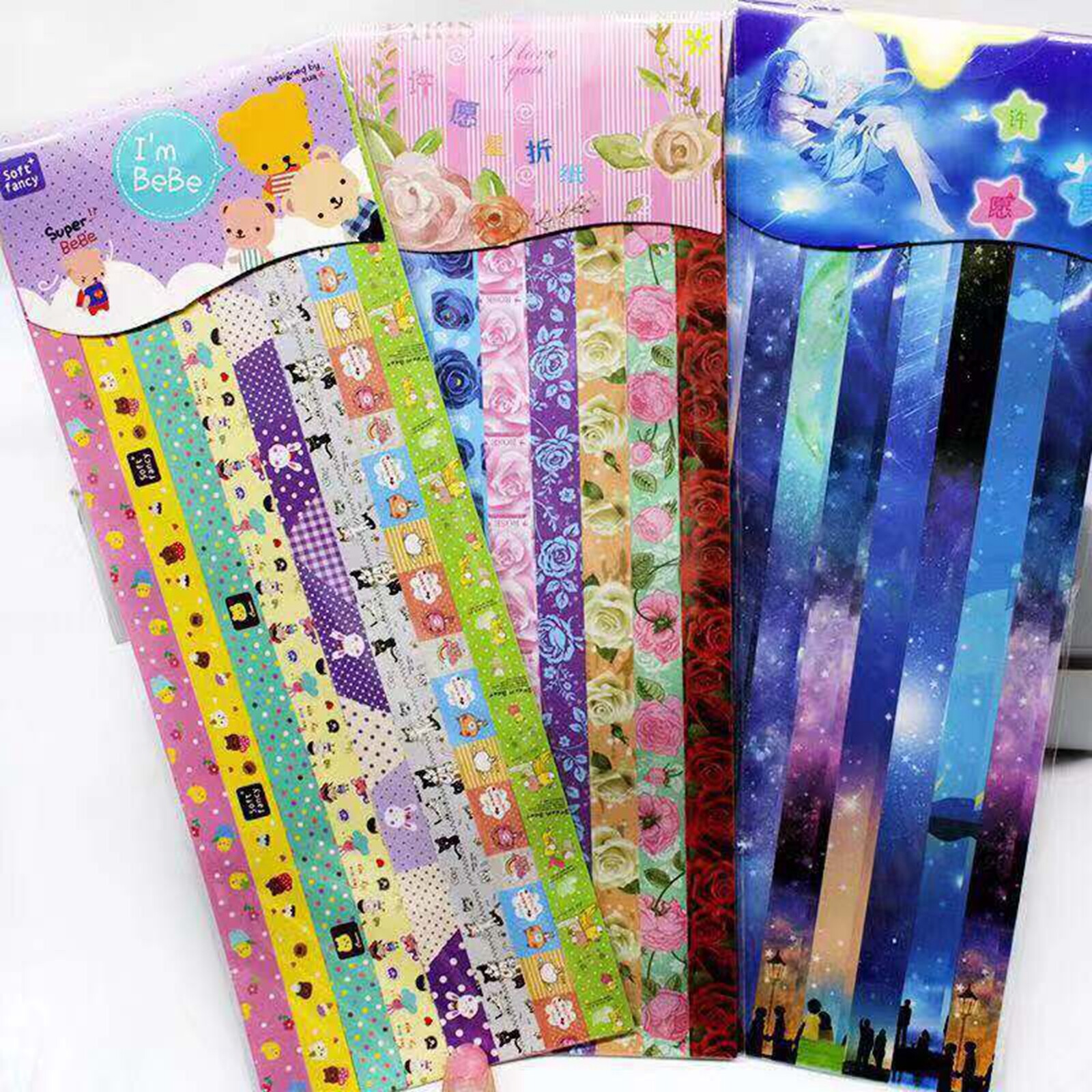 240 Pcs Lovely Folding Paper Lucky Wish Star Cute Origami Paper Crafts Various
