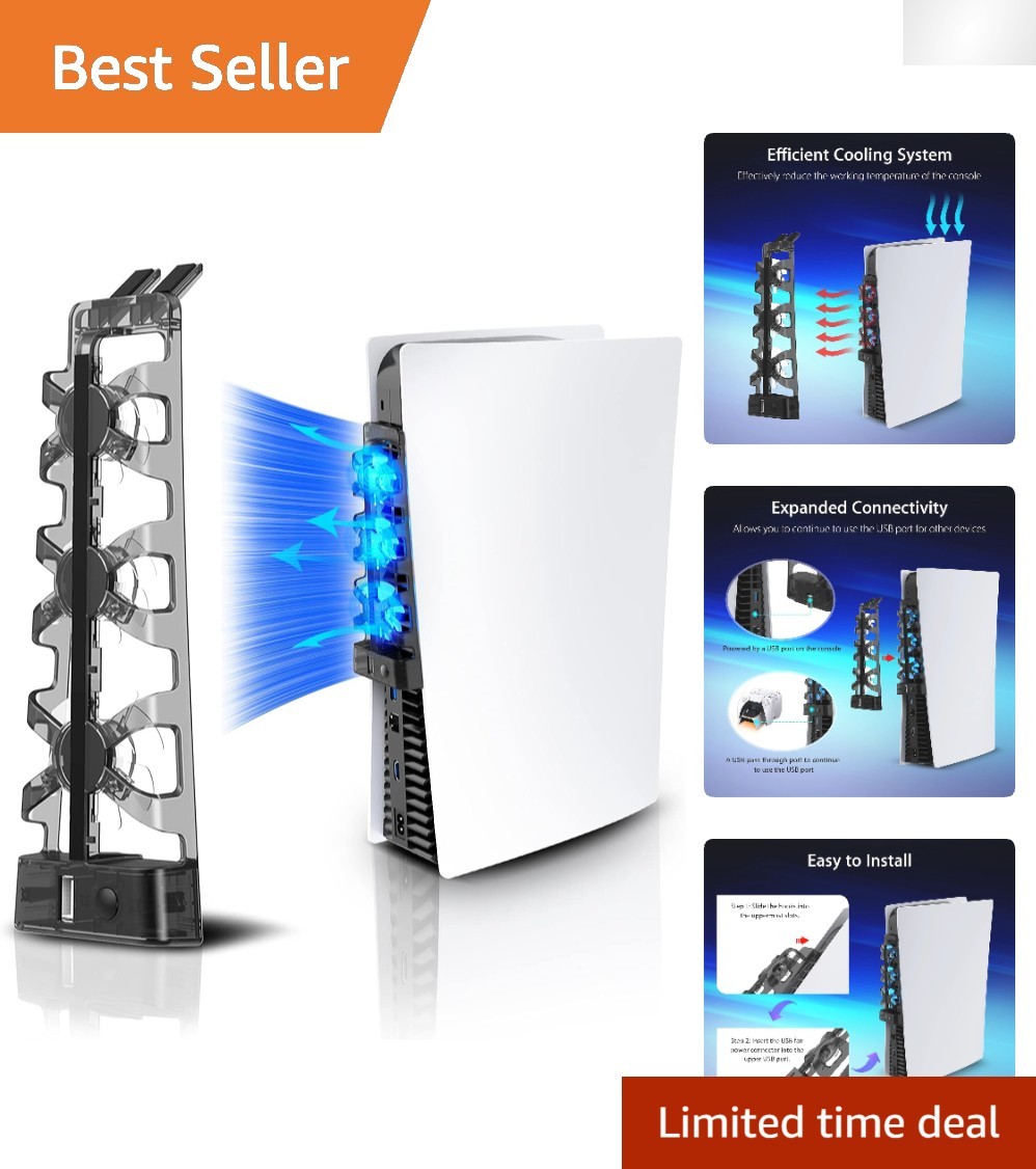 Stylish PS5 Accessories Cooling Fan with Auto On/Off & Efficient Air Management