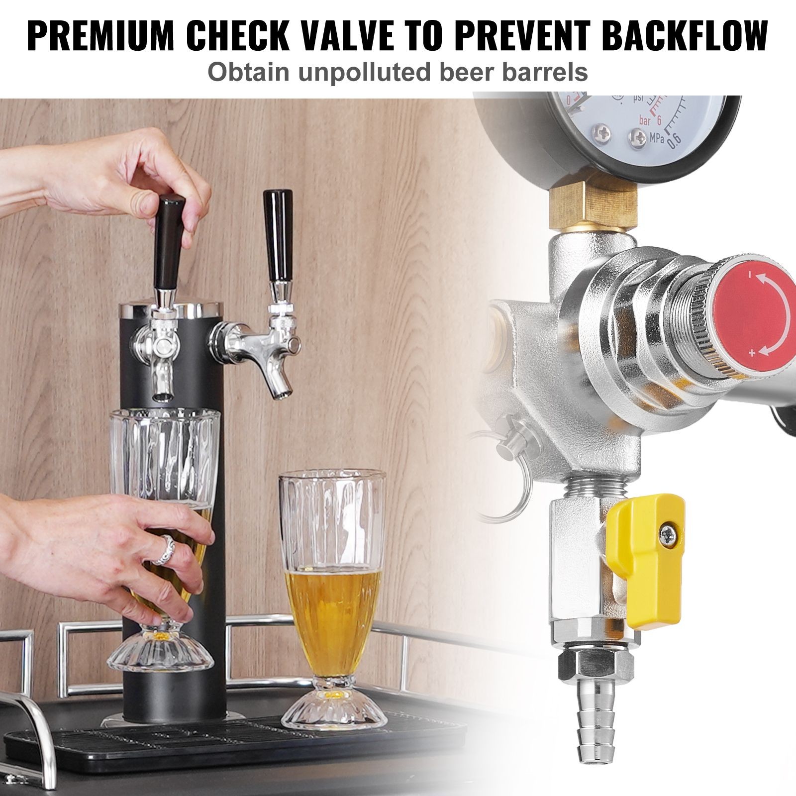 Double Gauge CO2 Regulator 0-60PSI for Draft Beer