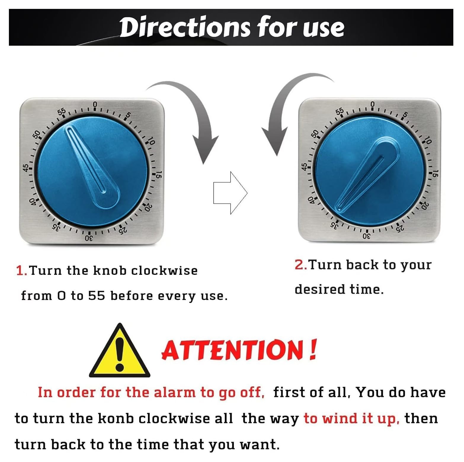 ALBAYRAK Kitchen Timer - Mechanical Desk Timer with Loud Alarm