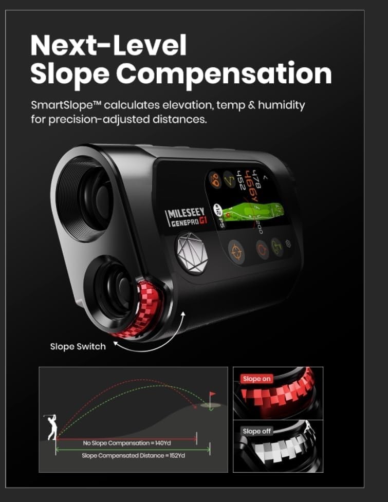 GenePro G1 Touchscreen & GPS Rangefinder with Slope, 43000+ Preloaded Courses, 1