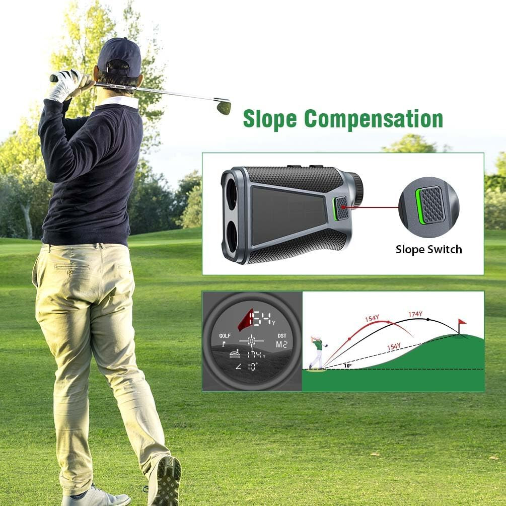 Solar Golf Laser Rangefinder 7X Magnify Slope Flag Pole Lock Vibration Magnet St