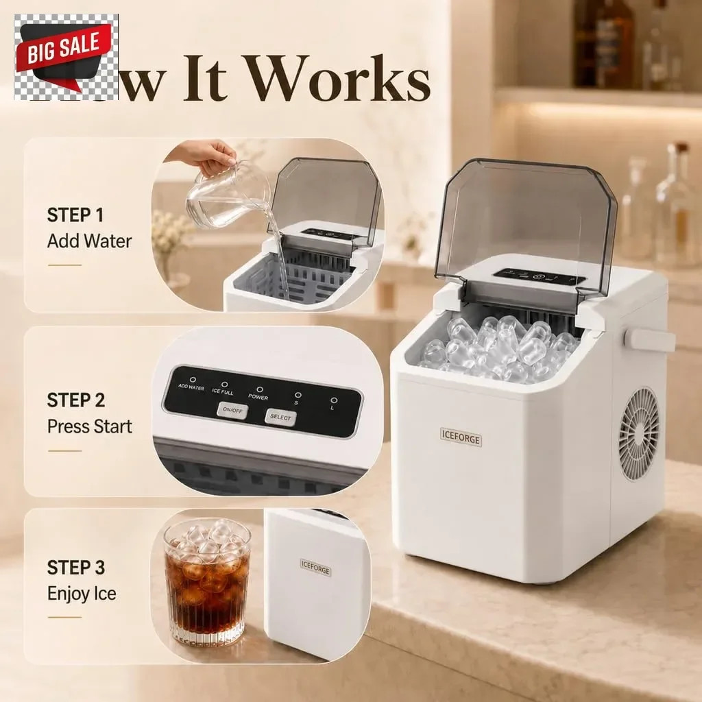Countertop Ice Maker, Portable Ice Maker Machine, 6-Minute Fast Bullet Ice Maker
