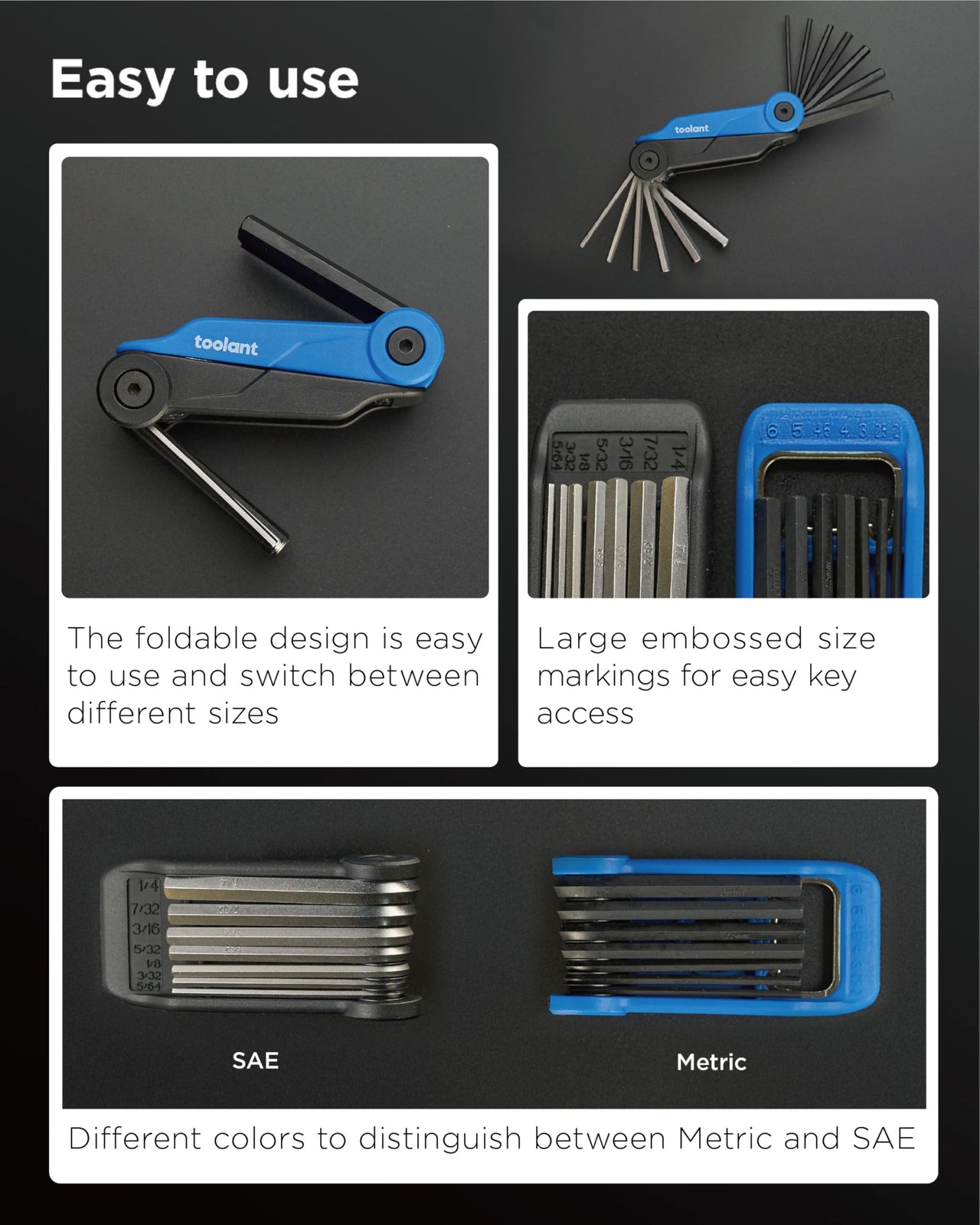 Kraftek toolant 14PCS Folding Allen Wrenches 14PCS（Folding ）, Blue