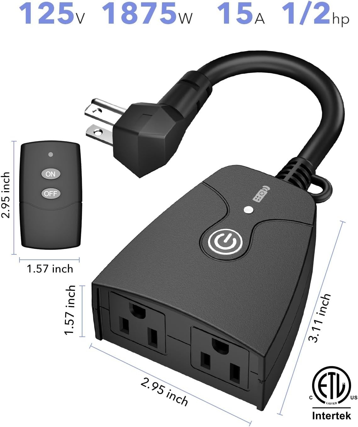 Reliable Weatherproof Wireless Remote Control Outlet - 2 Dual Outlets Included
