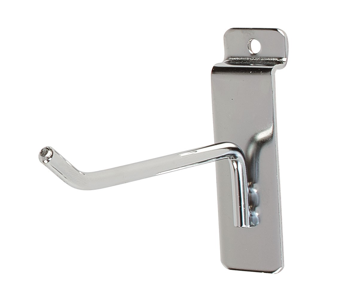 SSWBasics 4 inch Chrome Peg Hook for Slatwall (Slatwall Hooks) - 50 Pack