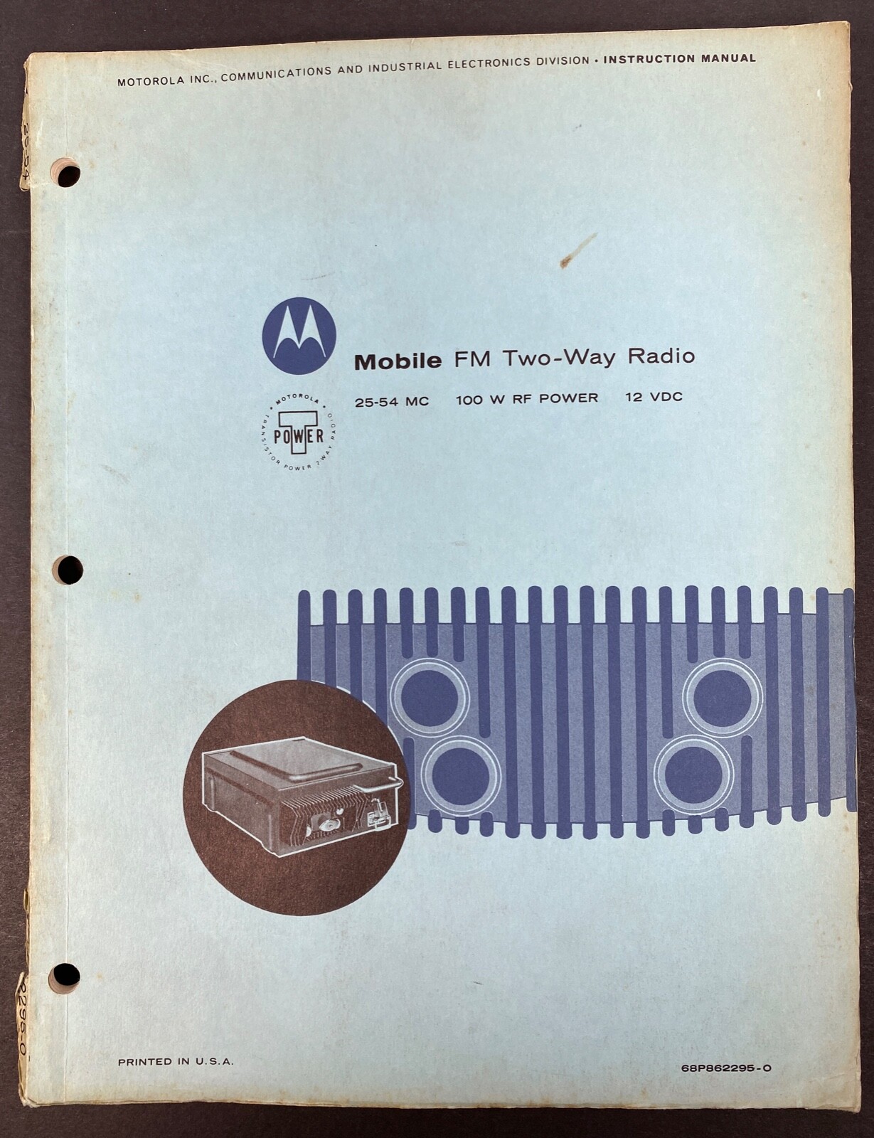 MOTOROLA 1959 T-POWER Mobile FM 2-Way Radio Manual 68P862295O