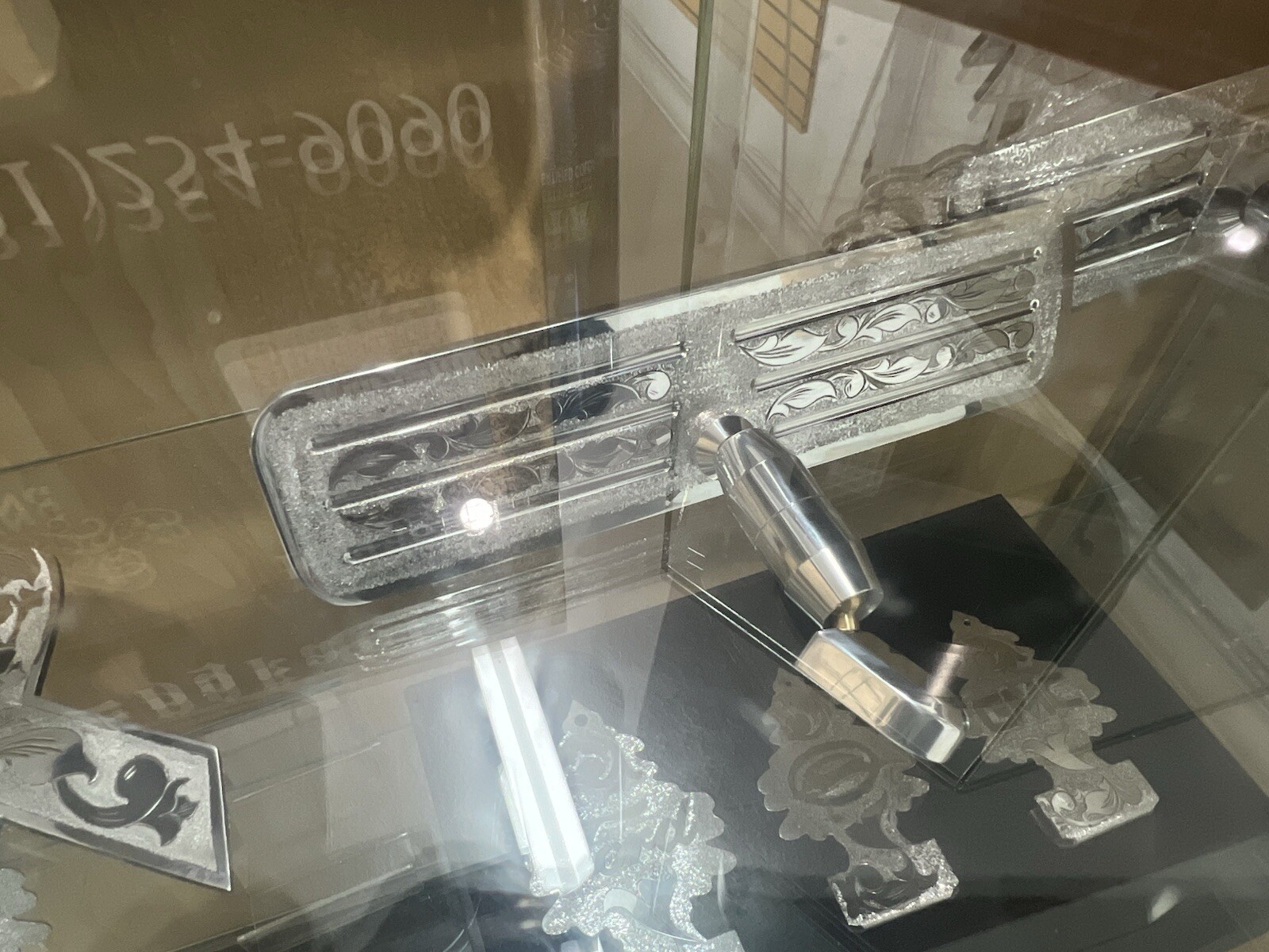 hand engraved ( REAR VIEW MIRROR ) Universal