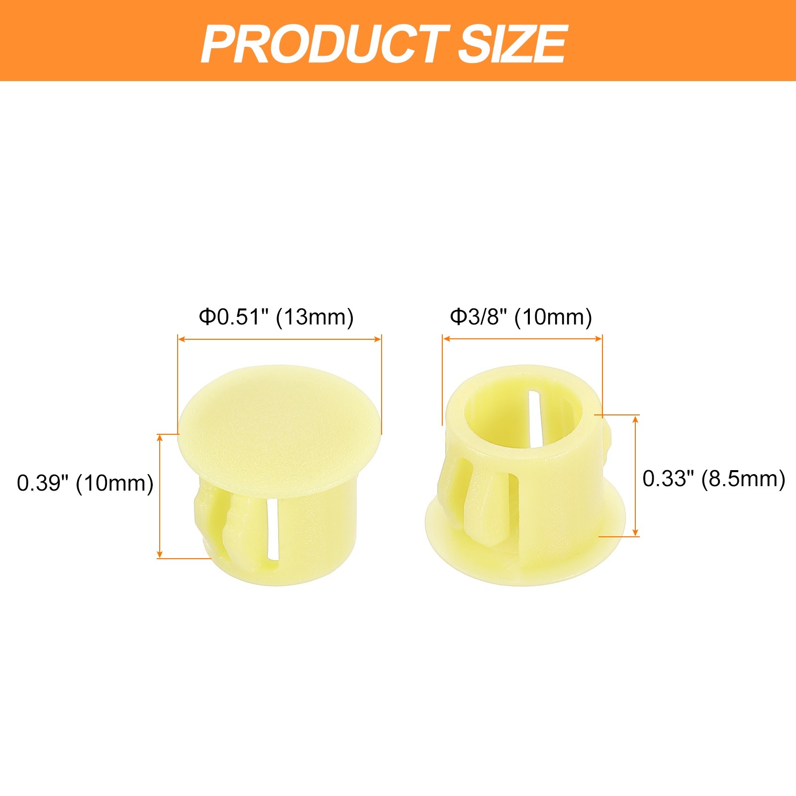 100pcs 10mm Yellow Hole Plugs Flush Type Plastic Plugs