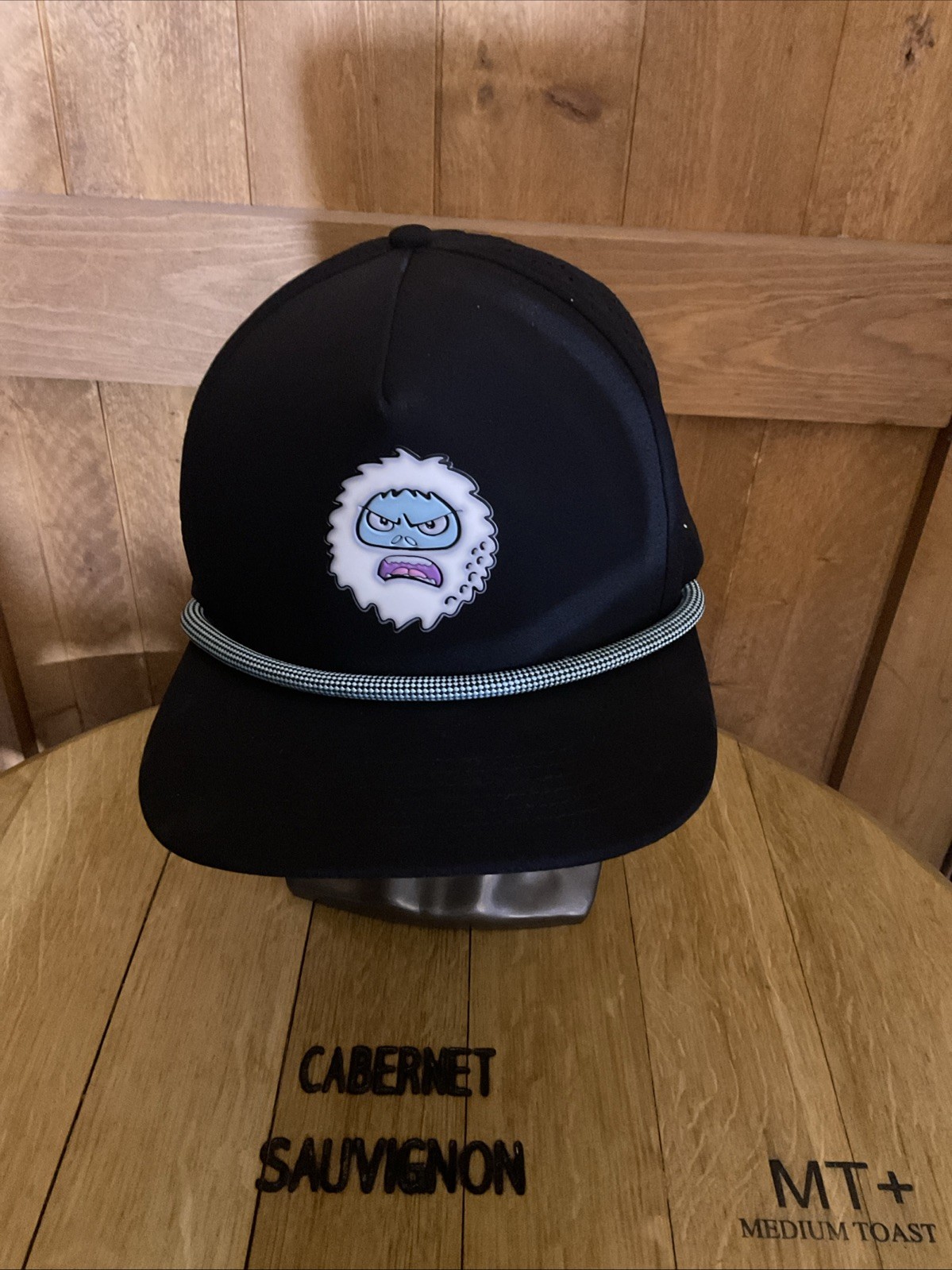 Black Snowman Golf Snapback Performance Hat Cap