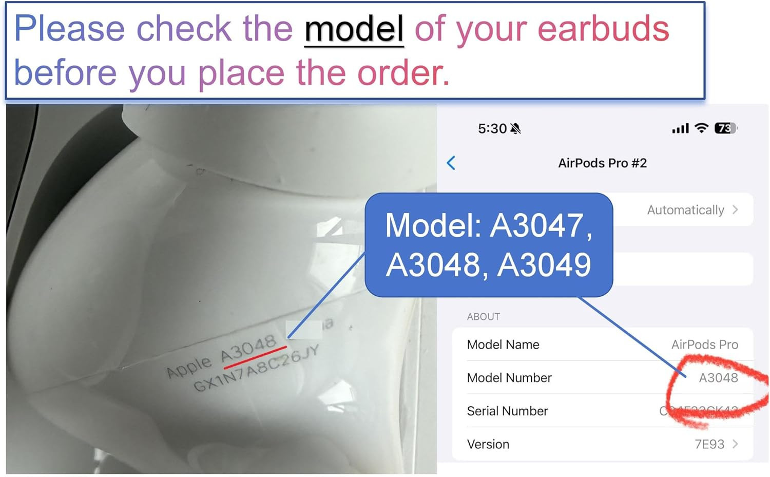 For Apple AirPods Pro 2nd Generation USB-C Type Left Side A3048 Replacement
