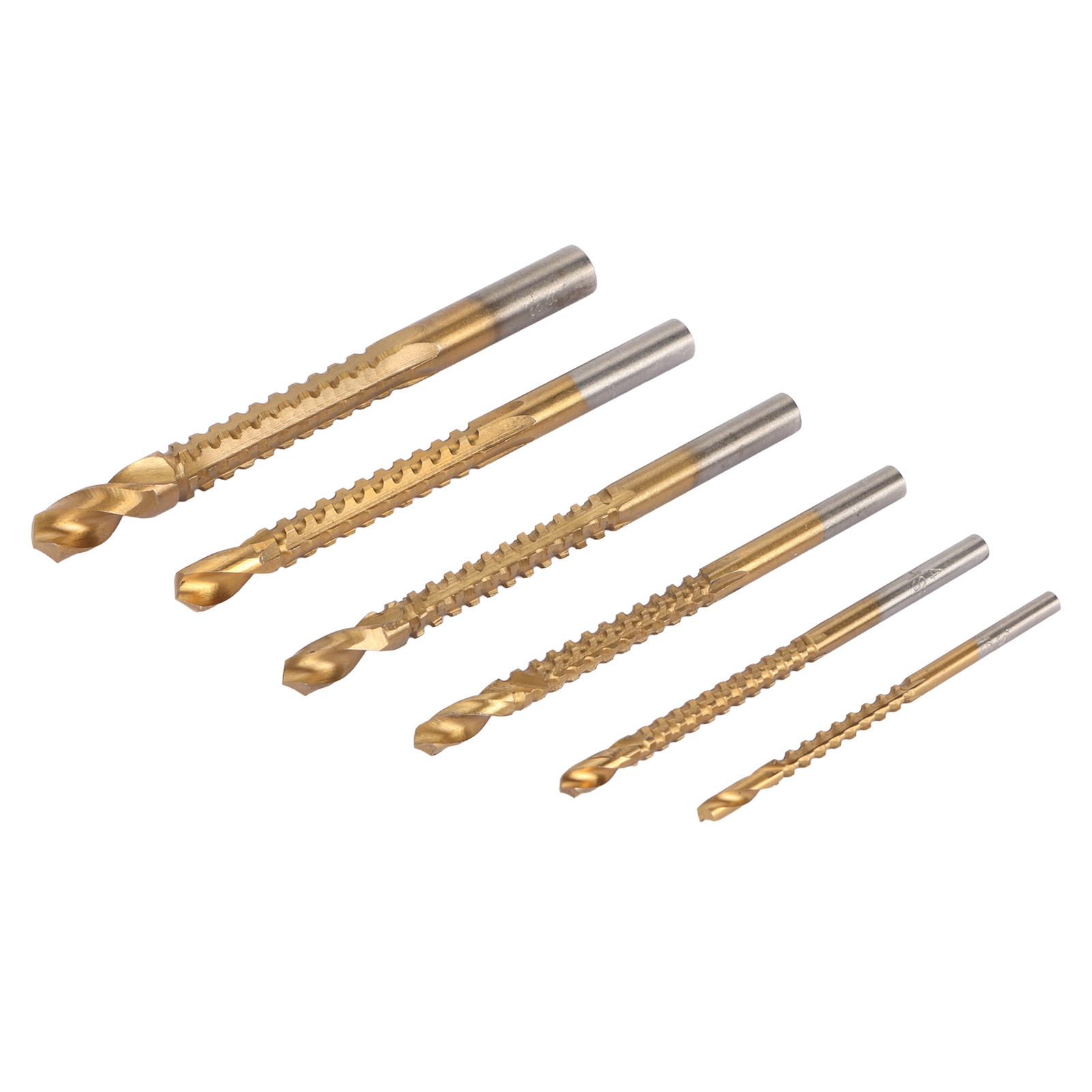 6 Pcs Spiral Saw Drill Bit 3 To 8mm HSS Serrated Side Cutting Drill Bits For