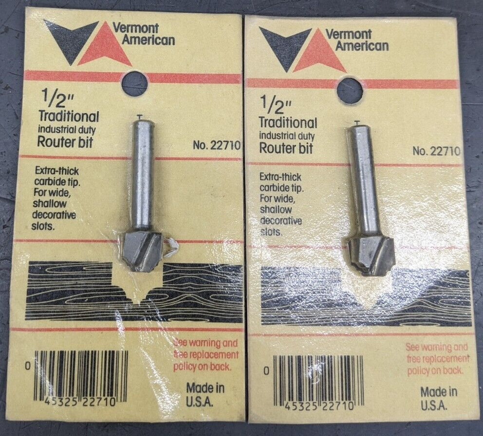 2 Vermont American 1/2" CD Traditional Router Bits HSS 22710 USA