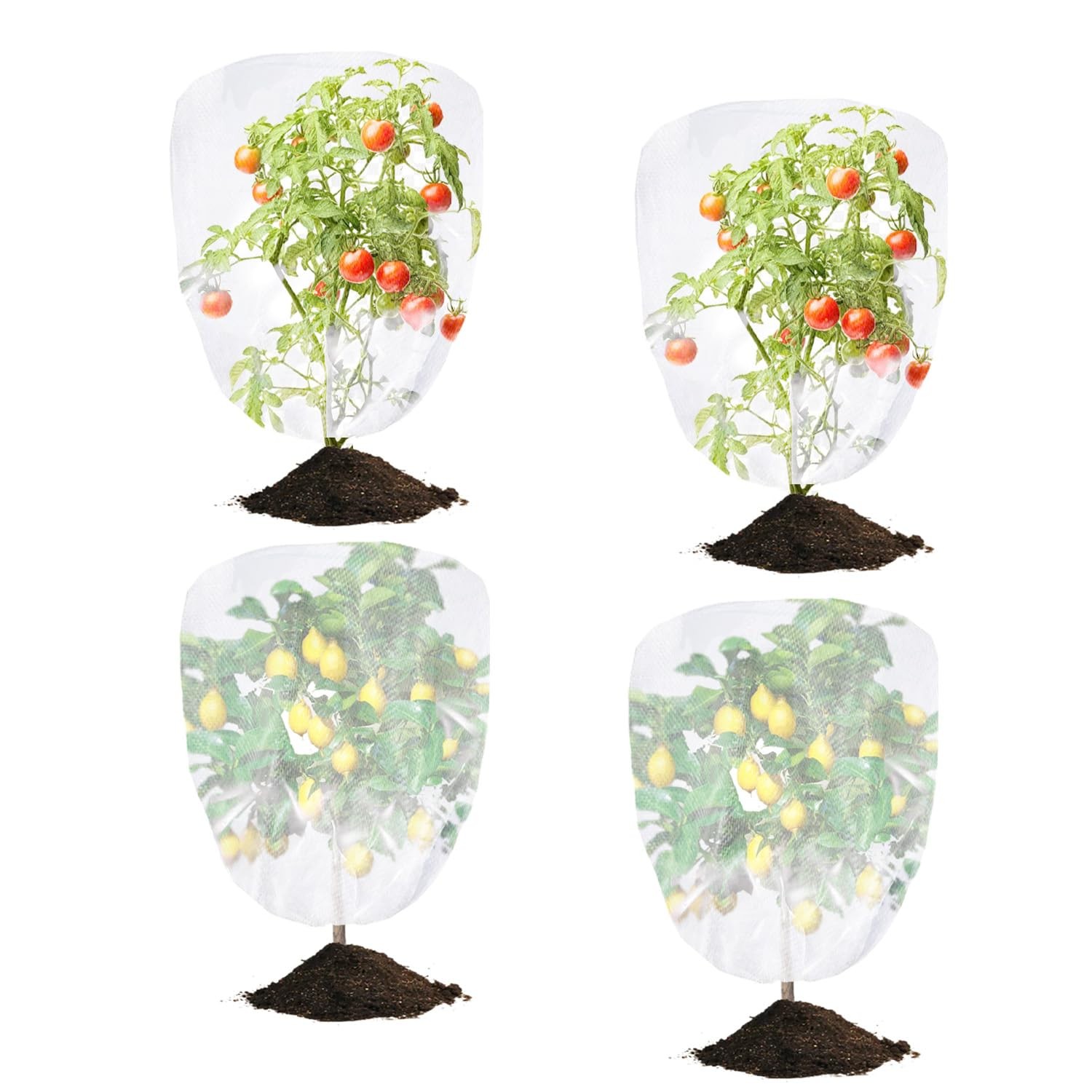 4 Pack Bird Netting for Blueberry Bushes, Tomato Plant 3.3*4.9Ft, White