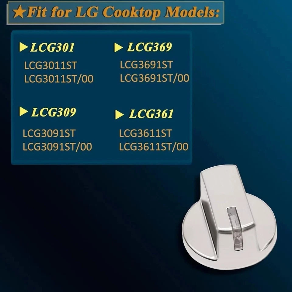 5 Pack Replacement Cooktop Knobs for LG Gas Stove - Compatible with Multiple Mod