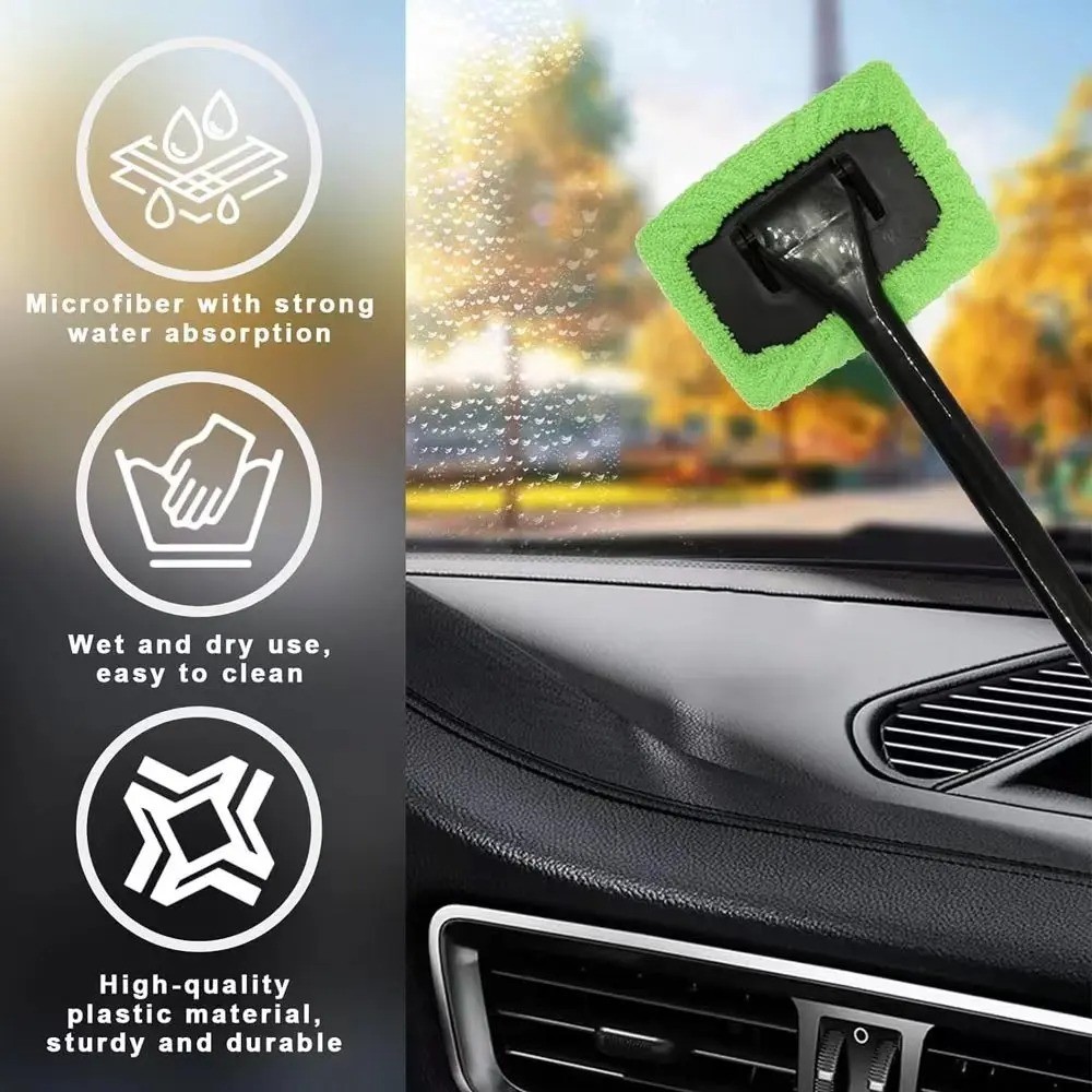 Car Window Cleaner Brush Windshield Cleaning Tool Long Handle Glass Wiper