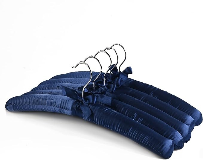 Blue Satin Padded Sweater Hangers 5 Pack Blouse Hanger With Thick & Soft Foam