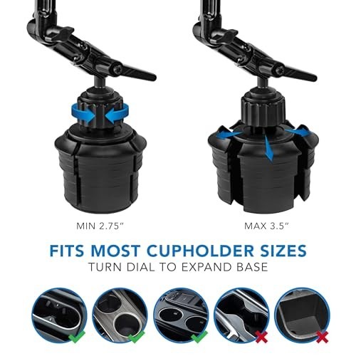 Adjustable Cup Holder Tablet Mount for 7"-11" Tablets, Fits 2.75"-3.5" Diameter,