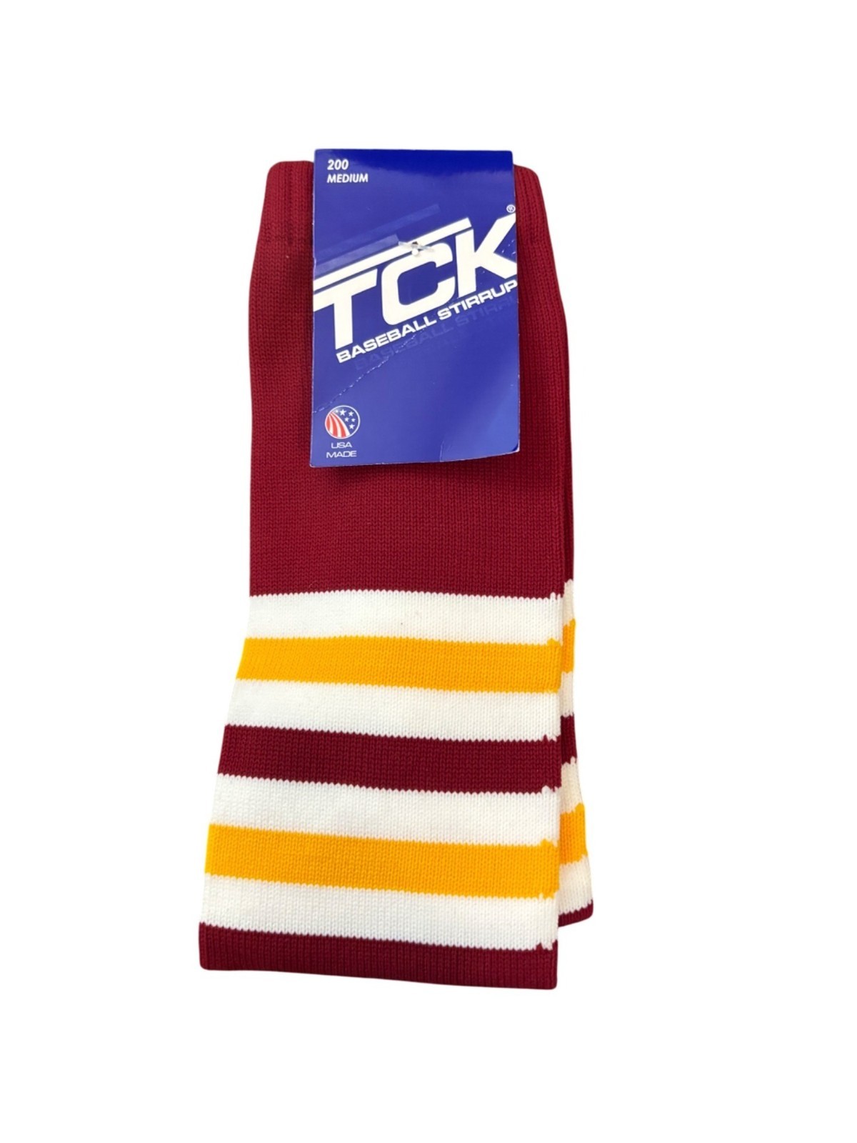 TCK Medium 200 Baseball Stirrup Socks Red White Gold Stripes