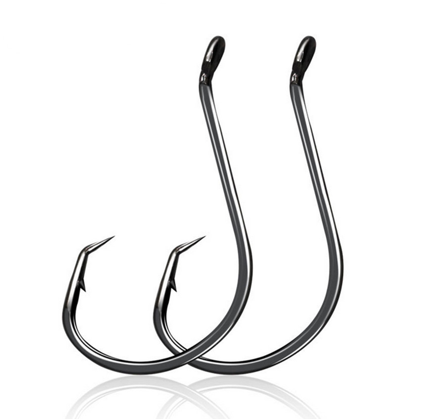 100PCS High Carbon Steel Strong Offset Tuna Octopus Circle Fishing Hook 8#-10/0