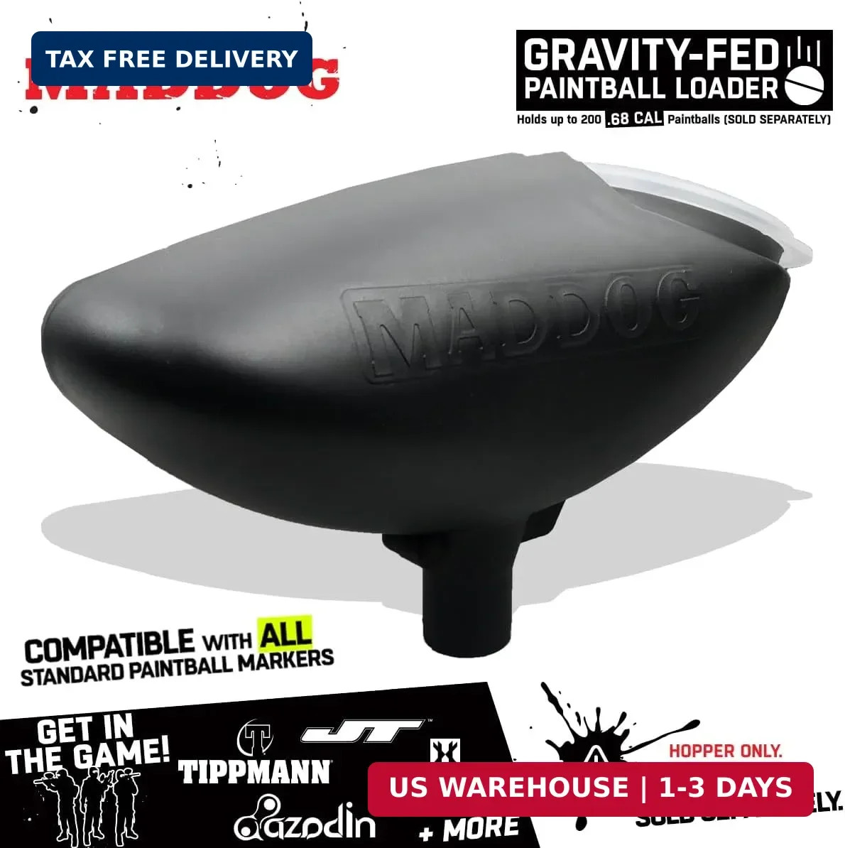 200 Round Paintball Loader -.68 Cal Gravity-Fed Hopper | Universal Paint