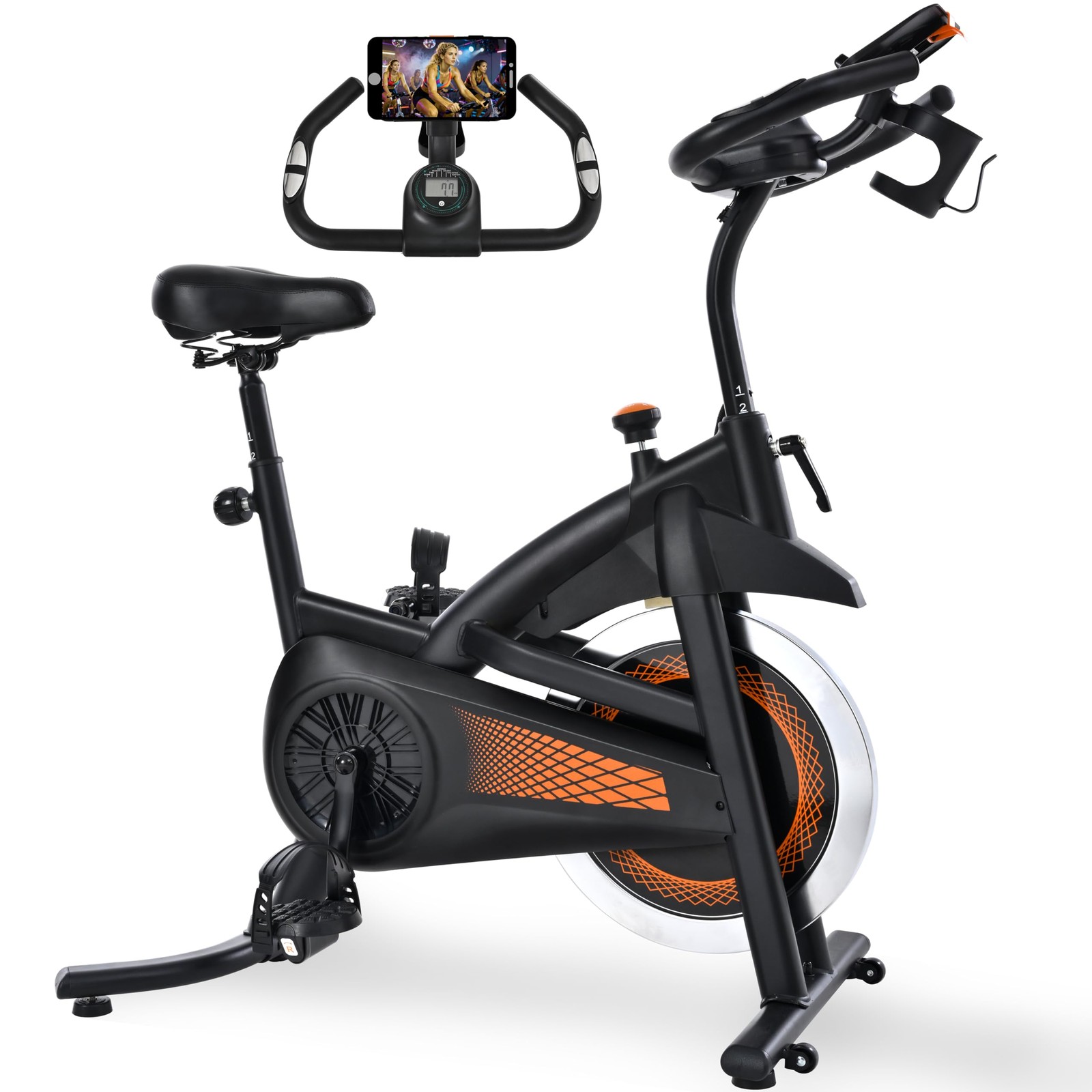 Exercise Bike for Home Gym 300 lbs Adjustable Seat Handlebar Orange