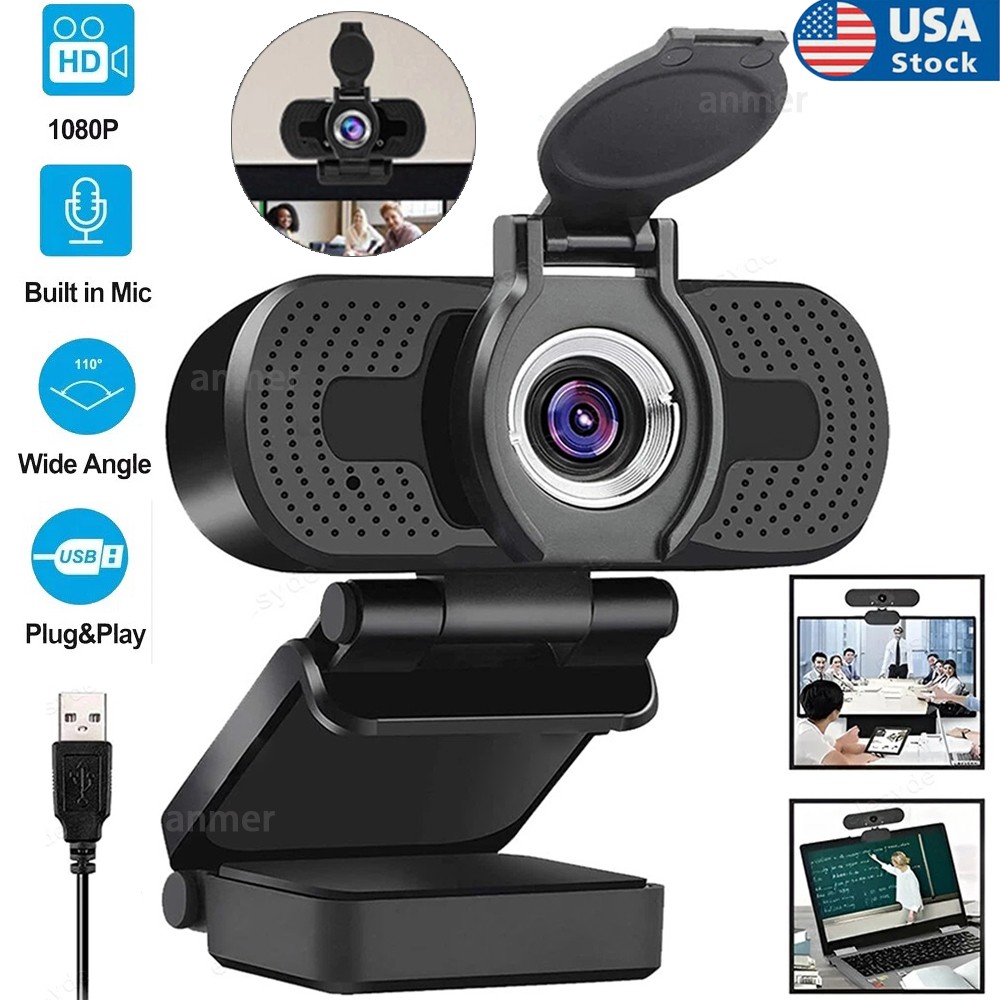 1080P USB 2.0 Webcam for PC Desktop & Laptop Web Camera with Microphone Full HD