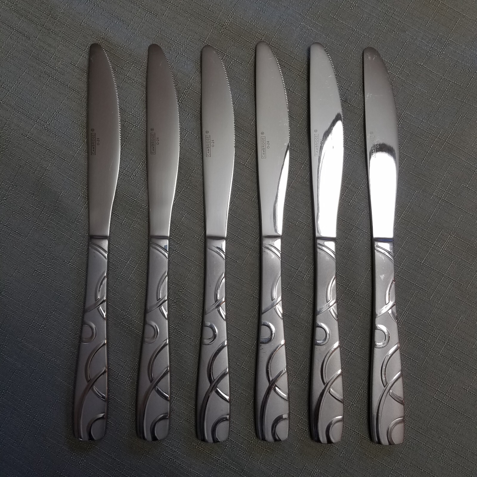6-Cambridge Dinner Knives Conquest /Roam Sand  18/10 Stainless Steel Set of 6