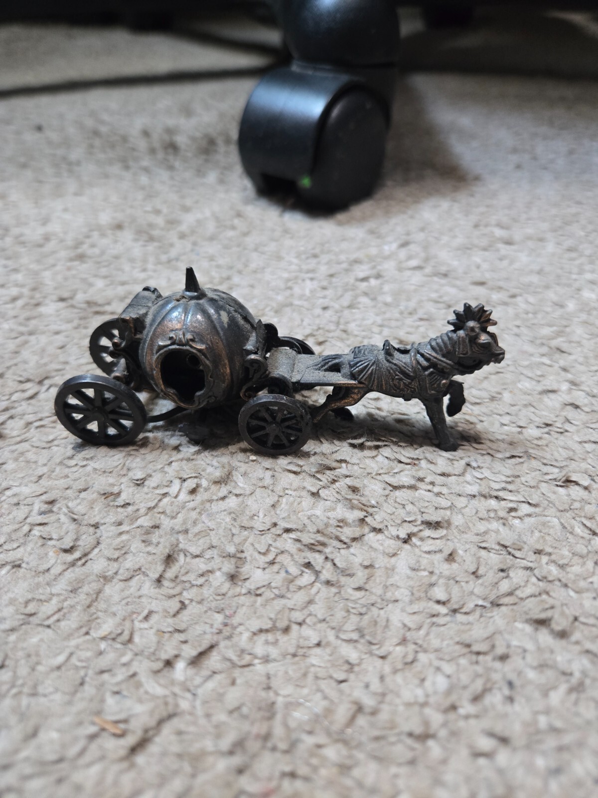 Vintage Cinderella Die-Cast Horse and Carriage Pencil Sharpener - Metal 4 Inches