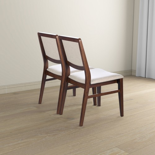 AS Beige Fabric Dining Chair (Set Of 2) Padded seat and back