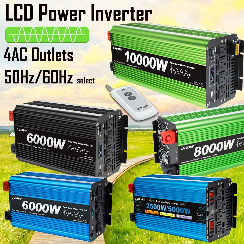 5000w/10000w Power Inverter 12V 24V to 110V Pure Sine Wave 4000W 3000W 2500W USB