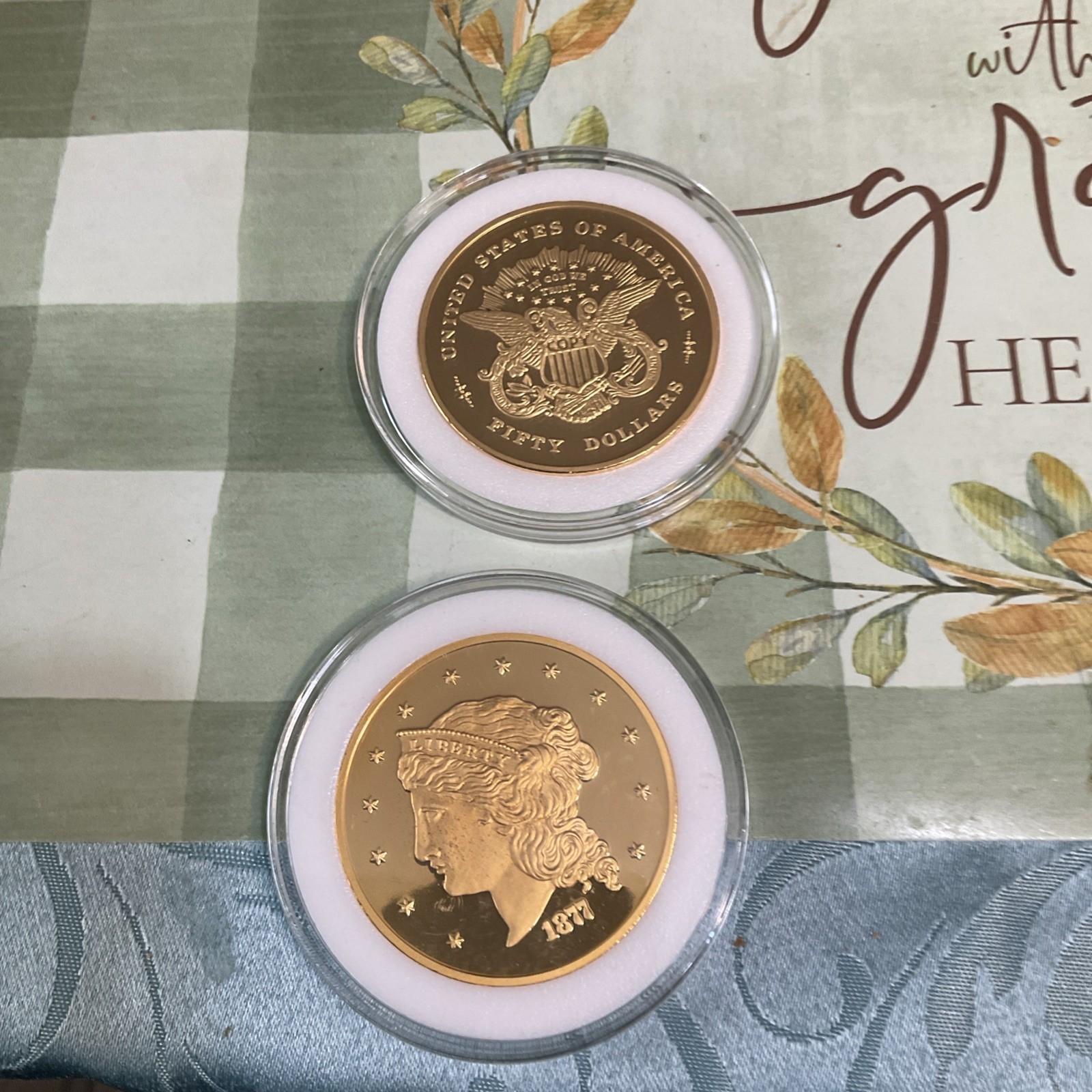 1877 $50 Dollar Half Union Commemorative Tribute Proof Copy Coin $50 51mg
