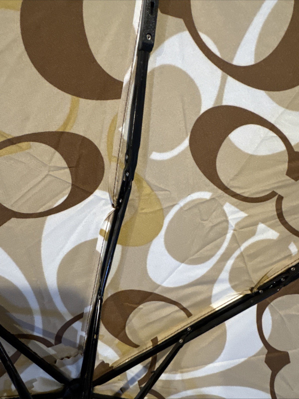 Coach Umbrella Brown Cc Signature Collapsible Compact