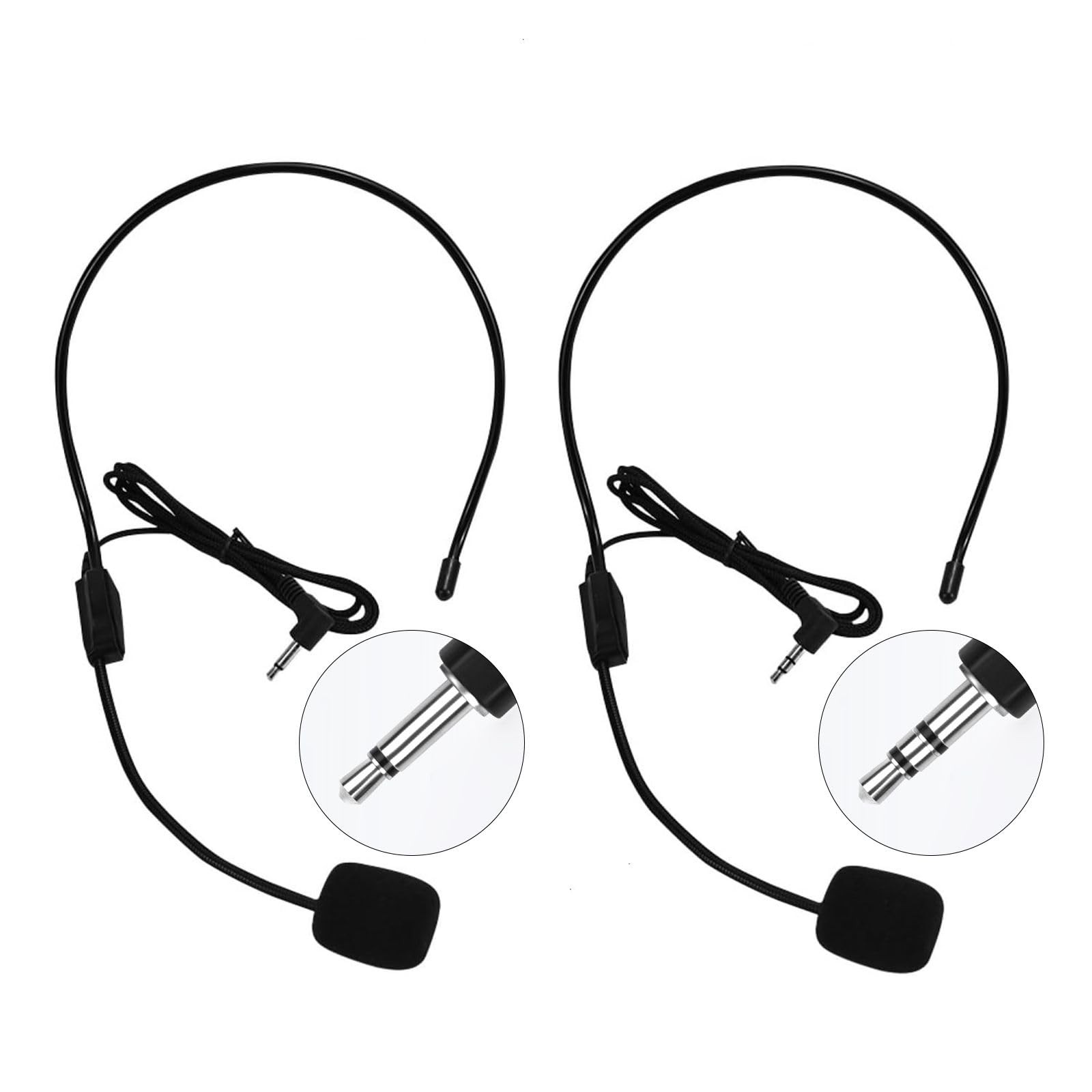 HUACAM Set of 2 Headset Microphone, Flexible Wired Boom for Voice Amplifier,T...