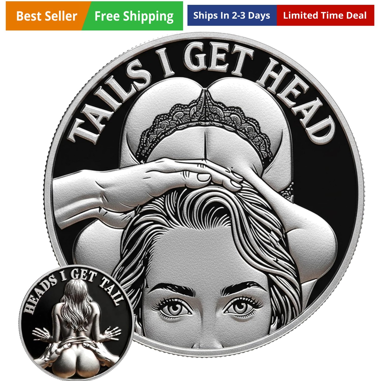 Heads or Tails Funny Coin – Heads I Get Tail/Tails I Get Head Double-Sided Jo...