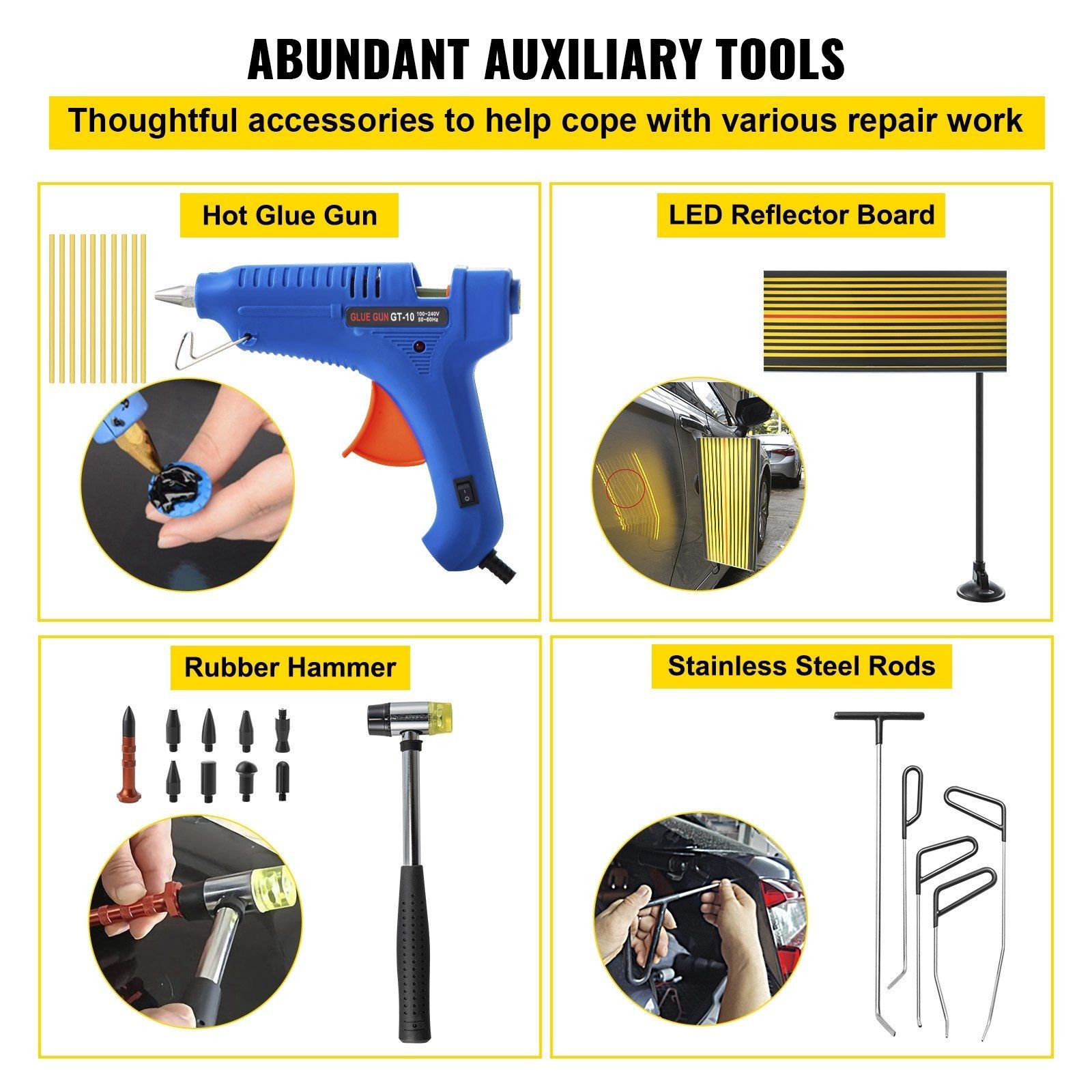 Rustproof 89PC Dent Fix Kit with Aluminum Bridge Puller Included