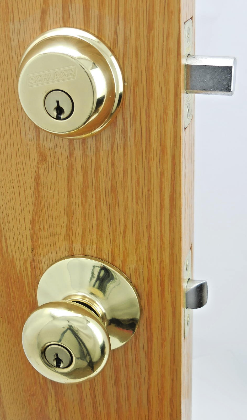 Schlage Plymouth Knob 1 Cylinder Deadbolt Polished Brass FB50NVPLY505605 #8an