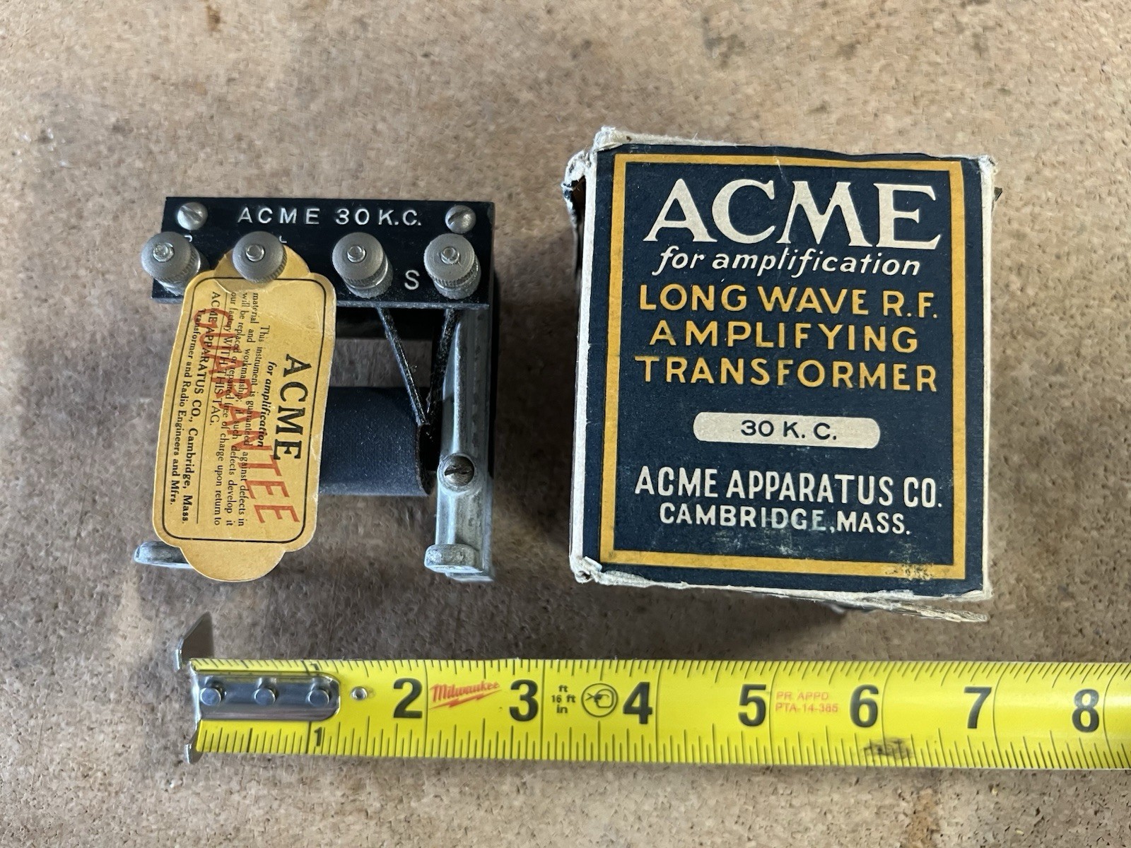 Antique NOS ACME Apparatus Co Long Wave RF Amplifying Transformer 30KC with box