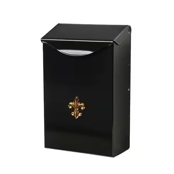 Wall Mount Mailbox Black Small City Classic Steel Galvanized Mail Outside Post