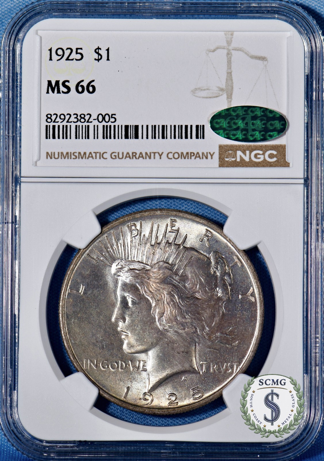 1925 Peace Dollar NGC MS 66 w/CAC - Lustrous Vintage Pastels!!!