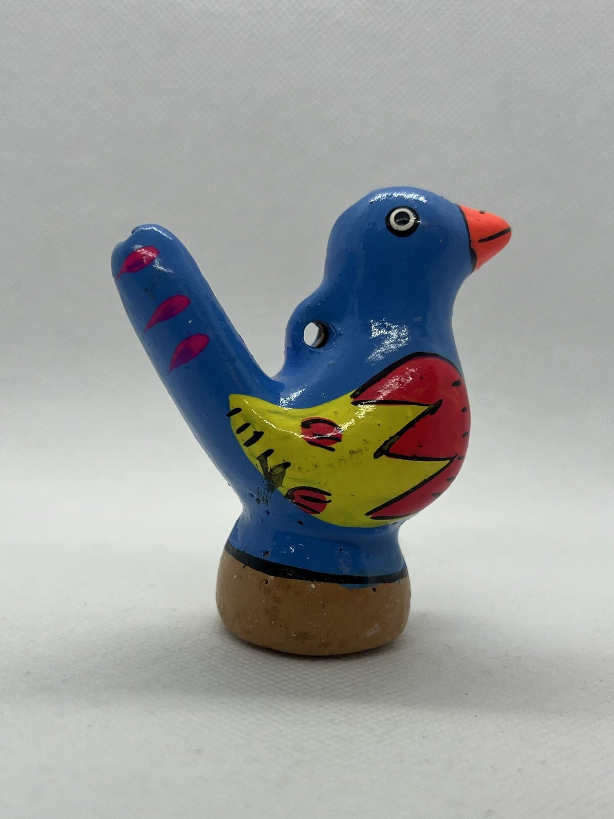 Ocarina Whistle Clay Bird Figure Pendant Made in Peru