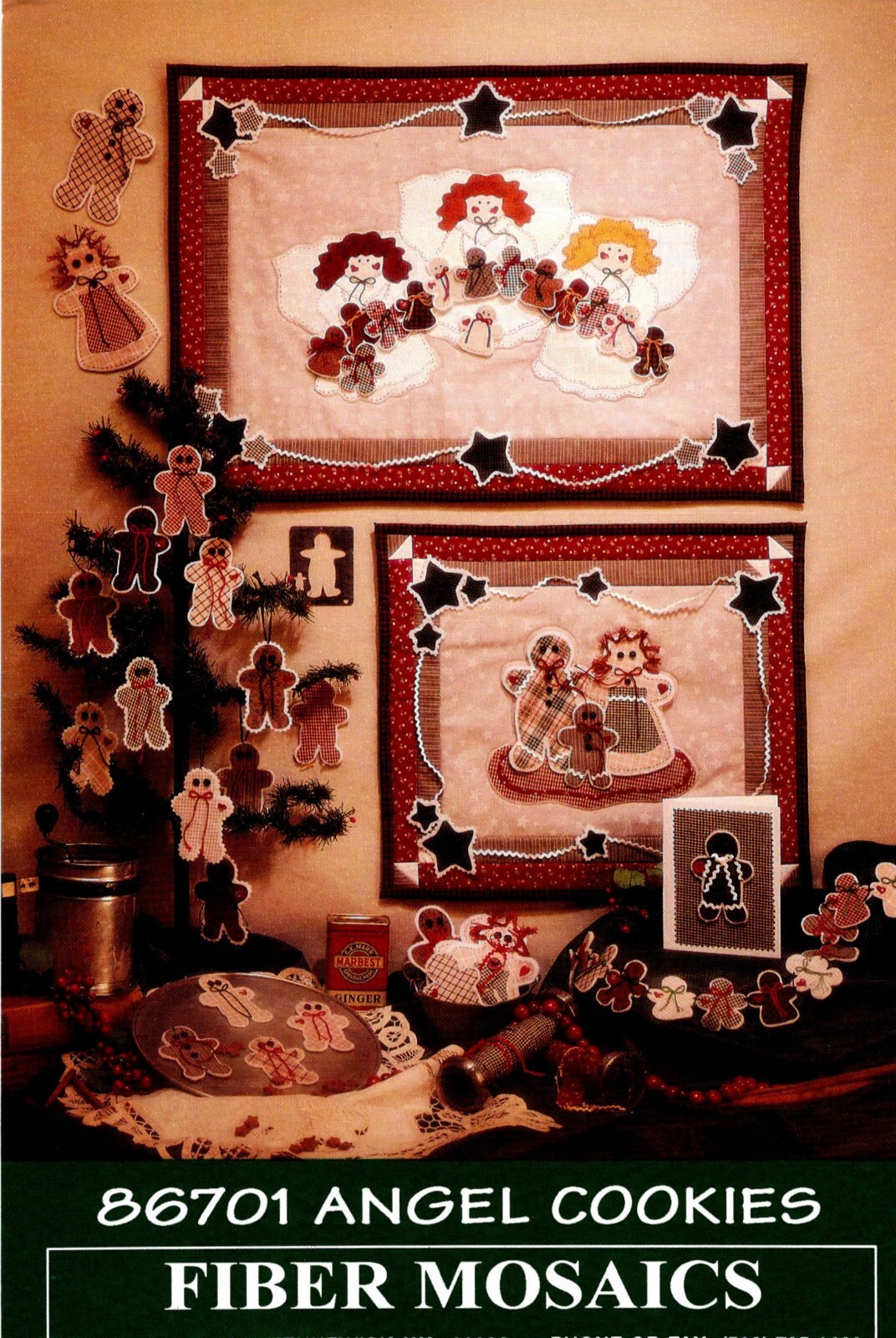 Angel Cookies Wall Quilt Ornaments Garland Craft Pattern by Fiber Mosaics 86701